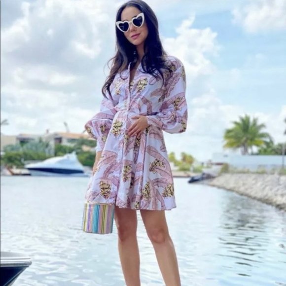 DESMOND & DEMPSEY x H&M Banana Balloon Sleeve Dress size xxs - Picture 8 of 8